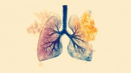 Minimal Doodle of Lungs with Highlighted Areas Showing Signs of Disease