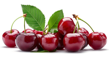 Ripe cherry in closeup isolated on white background
