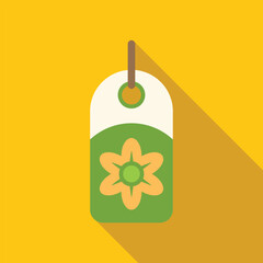 Green tag with a flower logo, representing natural products and sustainability