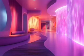 purple room with curtains