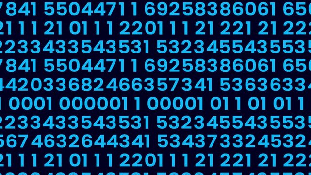 Binary code moving animation. number details showing in computer screen.