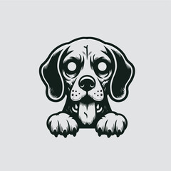 Beagle Cute Dog Zombie Cartoon Vector Icon Illustration. Animal Halloween Icon Concept Isolated Premium Vector. Flat Cartoon Style	