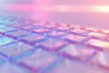 A close-up view of a colorful keyboard, showcasing vibrant hues and reflections in the keys, ideal for tech and digital themes.