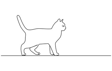 cat continuous one line drawing