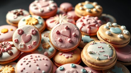 Fototapeta premium Pastel Cookie Assortment in 3D