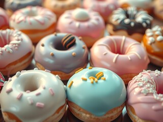 Obraz premium Assorted Pastel Donuts in 3D