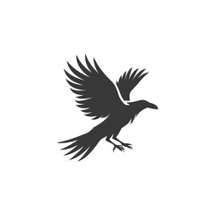 Obraz premium Black silhouette of a bird with wings spread out in flight