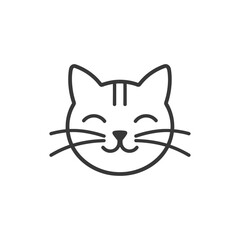 Fototapeta premium Line Art Illustration of a Smiling Cats Face