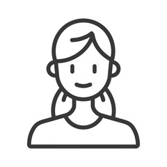 Obraz premium Line art illustration of a smiling female character with her hair tied back