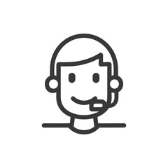 Line Art Illustration of a Smiling Person Wearing a Headset