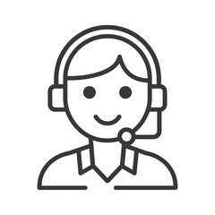 Line Art Illustration of a Smiling Person Wearing a Headset