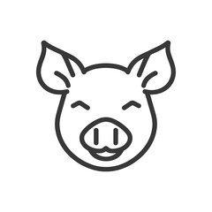 Line Art Illustration of a Smiling Pigs Face