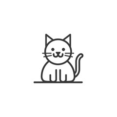 Fototapeta premium Line Art Illustration of a Smiling Sitting Cat