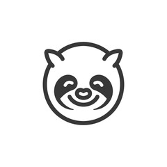 Fototapeta premium Line art illustration of a smiling sloth face