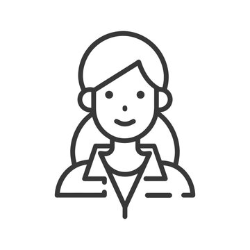 recommend clip art: Line Art Illustration of a Smiling Woman with Long Hair