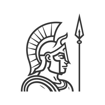 recommend clip art: Line Art Illustration of a Spartan Warrior with a Spear