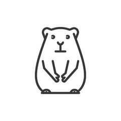 Line Art Illustration of a Standing Groundhog