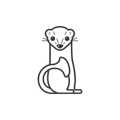 Line Art Illustration of a Standing Weasel