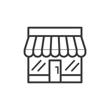 recommend clip art: Line art illustration of a storefront with a door and windows