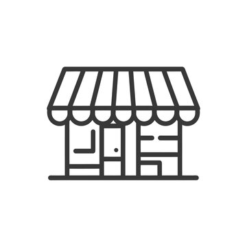 recommend clip art: Line art illustration of a storefront with awning