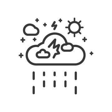 recommend clip art: Line art illustration of a stormy cloud with rain