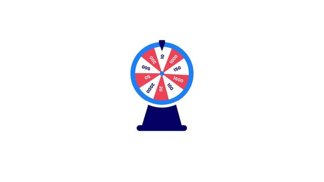 Fortune wheel spinning animation. Fate test game. Fortune lottery game concept.