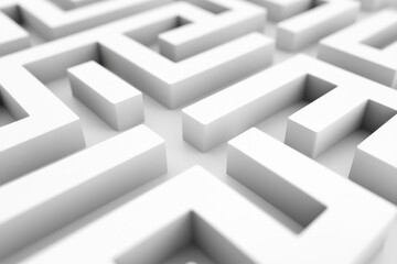 Decision making concept illustrated by maze on white background