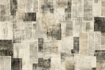 Seamless Pattern with Vintage Newspaper Texture, AI generated illustration