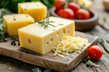 Hard cheese block sliced