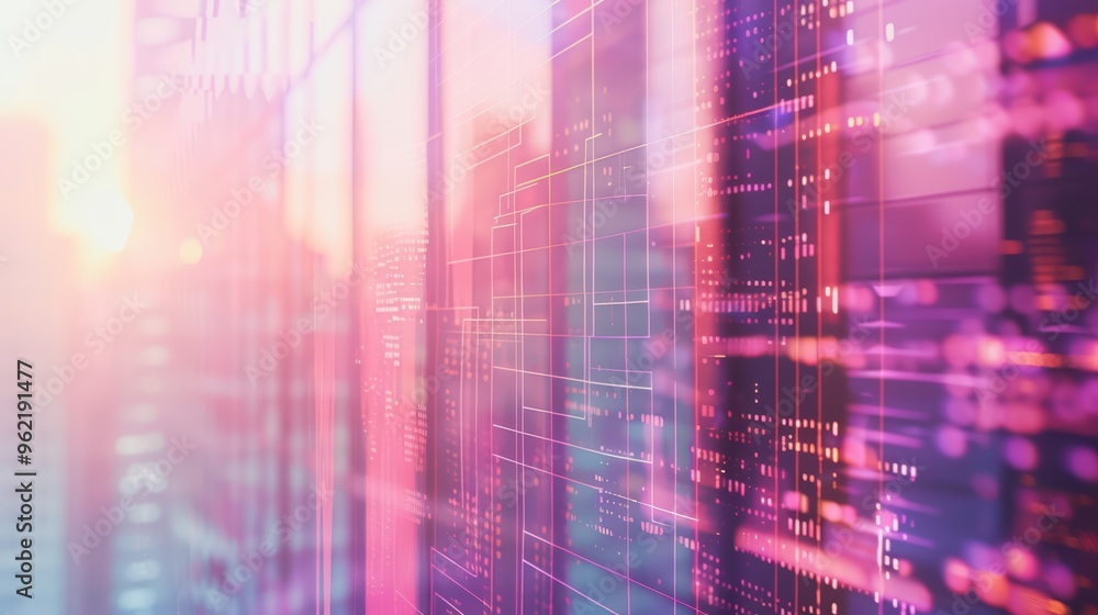 Poster abstract digital background showcasing vibrant colors and patterns, representing technology and inno