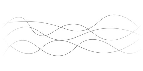 abstract wavy curved lines on white background with different transparency. Vector pattern in flat style