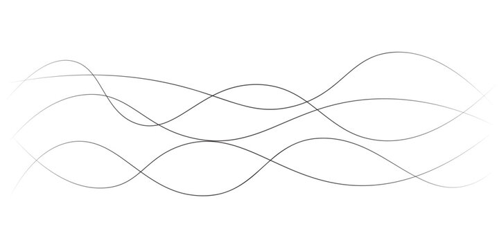 abstract wavy curved lines on white background with different transparency. Vector pattern in flat style