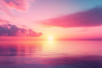 Obraz premium A smooth gradient background transitioning from soft orange to pink and lavender creating a serene sunrise effect perfect for warm and inviting designs