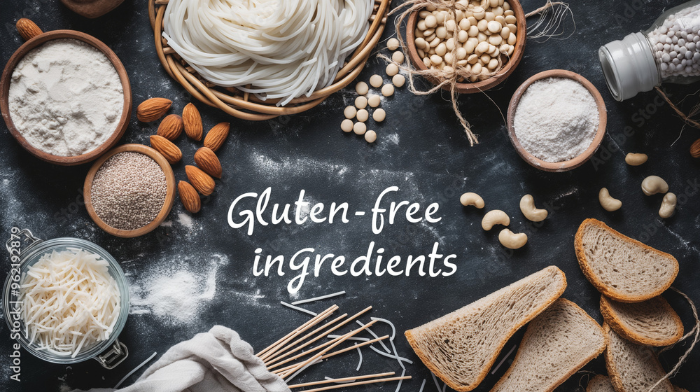 Wall mural very good quality background with text gluten-free ingredients