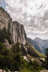 Upper Yosemite Falls with a view of Half Dome in Yosemite