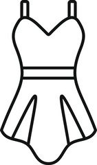 Line icon representing a dress with thin straps, useful for depicting fashion trends