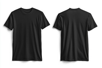 Black Tshirt Mockup Front and Back Isolated created with Generative AI