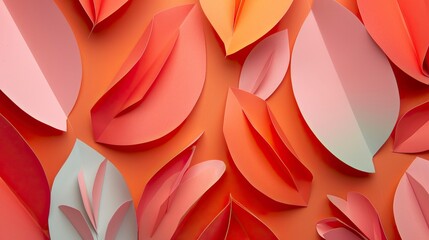 Minimalistic abstract shapes that resemble paper cutouts of leaves