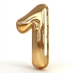 Golden 3D numbers 1 white background