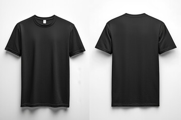 Naklejka premium Black Tshirt Mockup Front and Back Isolated created with Generative AI