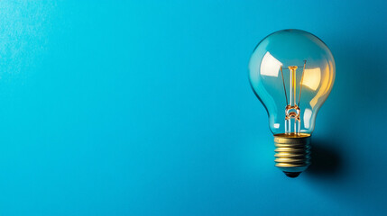 Photo of a light bulb on a blue background, symbolizing ideas and inspiration