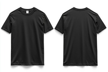 Naklejka premium Black Tshirt Mockup Front and Back Isolated created with Generative AI