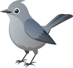 Obraz premium gray cat bird artwork victor illustration