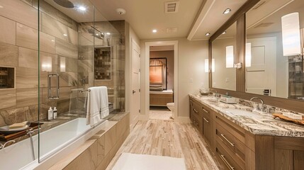 Luxurious Modern Bathroom with Walk-In Shower and Granite Countertop