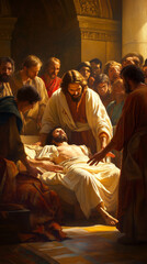 Jesus Lays Hands on a Paralytic to Perform a Healing Miracle