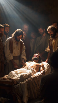 Jesus Healing a Paralytic by Laying Hands on Him in Ancient Times
