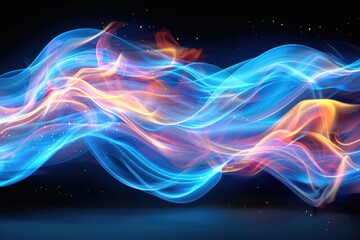 Abstract Flowing Light in Blue and Orange Hues