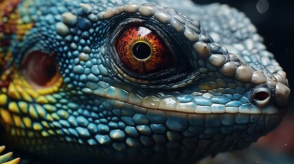 Fototapeta premium A close-up photograph highlighting the intricate scales and patterns on a reptile, rendered in high-definition