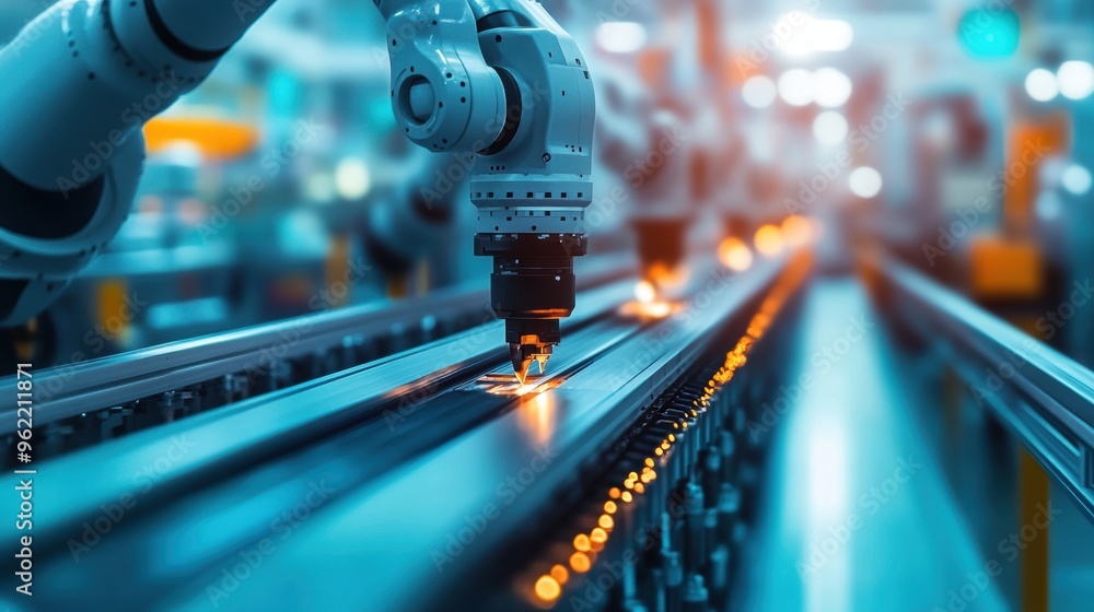 Poster cutting-edge factory features state-of-the-art automation systems for efficient industry production 