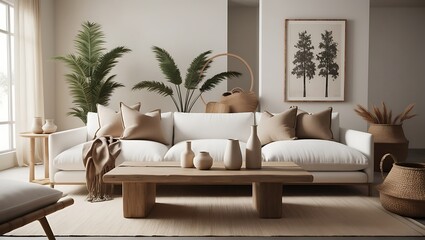Neutral Toned Living Room Create a serene, modern living room with a minimalist design